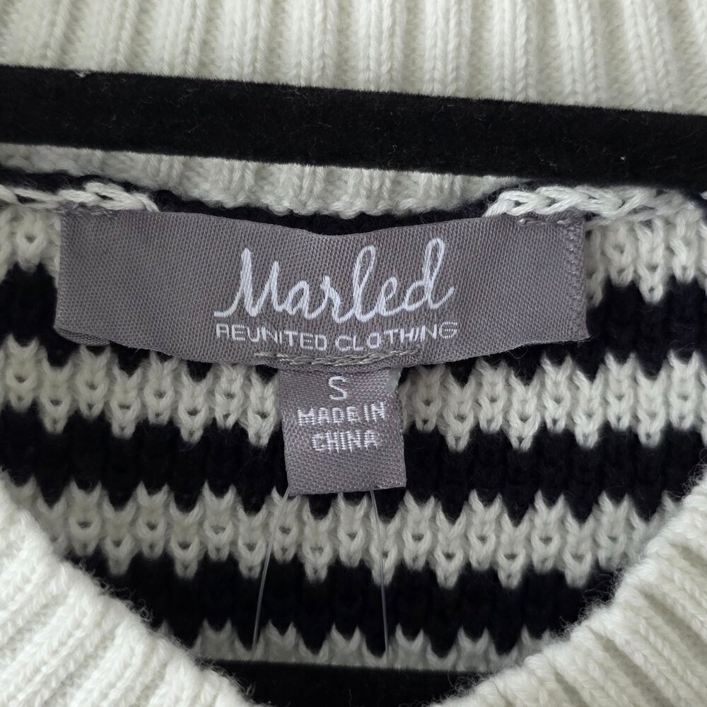 MARLED Button Down Sweater Vest | Small | Navy White Stripes Academia Preppy NWT - Picture 6 of 9